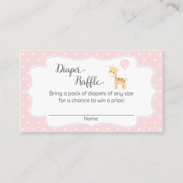 Carte D'accompagnement Tickets au Baby shower de la Girafe rose (Devant)