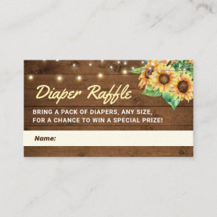 Carte D'accompagnement Tickets de Baby shower de tournesol rustique