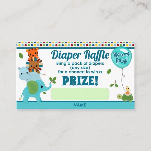 Carte D'accompagnement TICKETS DE Baby shower DIAPER RAFFLE (Devant)