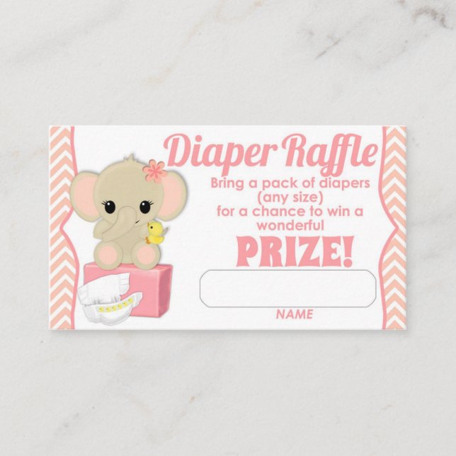 Carte D'accompagnement Tickets Raffle Pink Chevron Elephant 100pk (Devant)