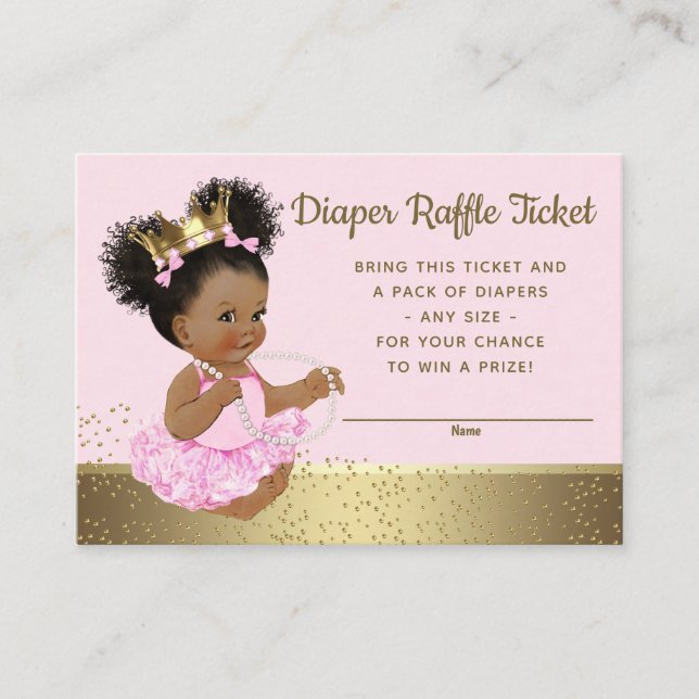 Carte D'accompagnement Tickets Raffle Pink Gold Princess (Devant)