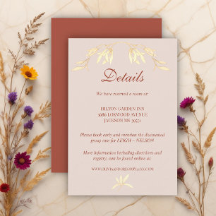 Carte D'accompagnement Timeless Floral Rustic Wedding Details