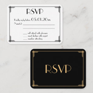 Carte D'accompagnement Tiny Round Great Gatsby Art Deco Mariage RSVP