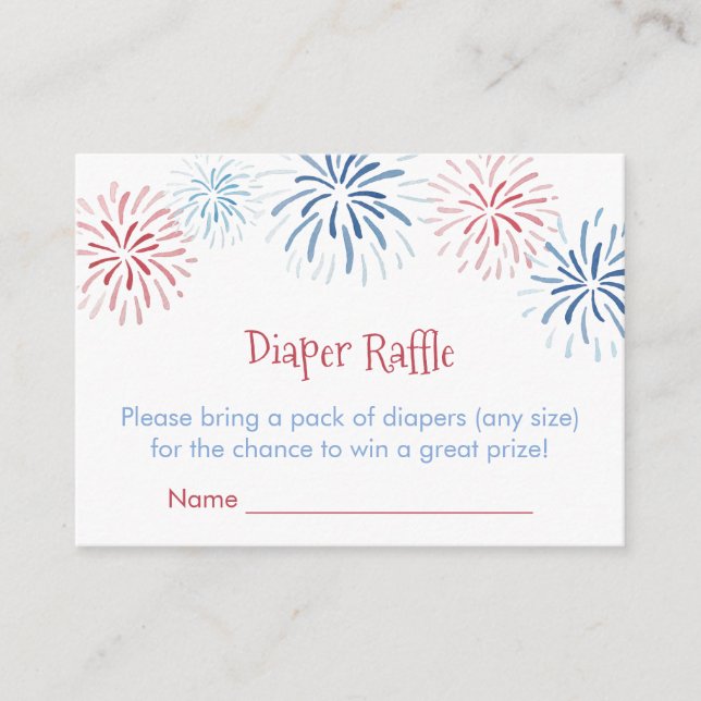 Carte D'accompagnement Tir de feux d'artifice rouge blanc bleu Fête bébé  (Devant)