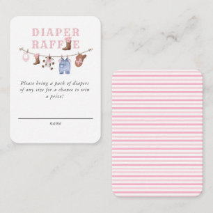 Carte D'accompagnement Tirage au sort de couche bébé rose petite cowgirl