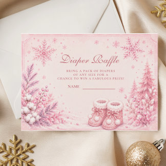 Carte D'accompagnement Tirage au sort de couche Pink Little Snowflake