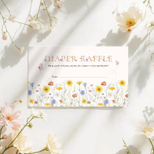 Carte D'accompagnement Tirage au sort de couche pour Baby Shower Fleur Sa