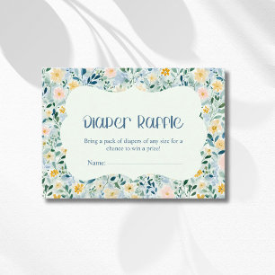 Carte D'accompagnement Tirage au sort de couche vintage fleurs bleu pouss