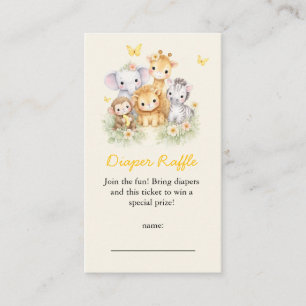 Carte D'accompagnement Tirage au sort de couches Animaux de Safari Mignon