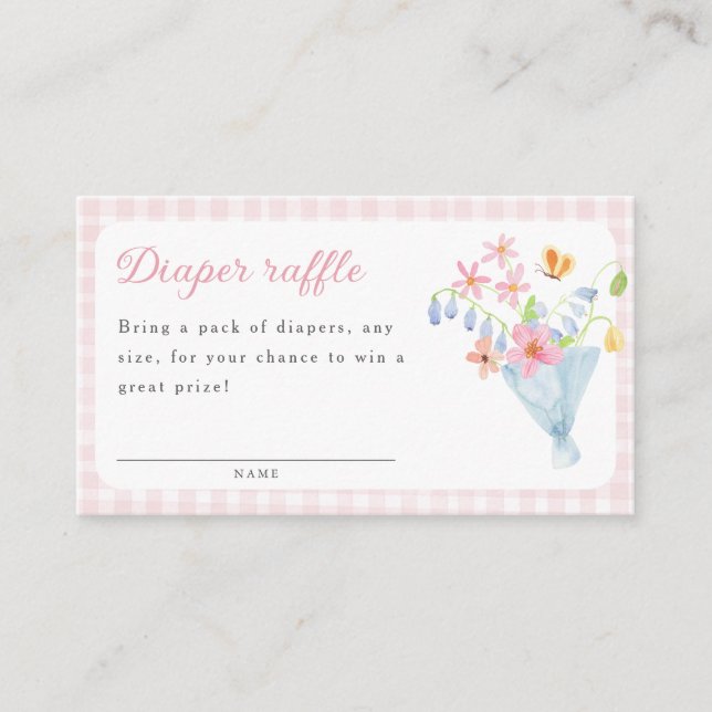 Carte D'accompagnement Tirage au sort de couches Bouquet Floral Gingham R (Devant)