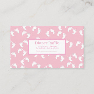 Carte D'accompagnement Tirage au sort de couches Empreintes de bébé rose