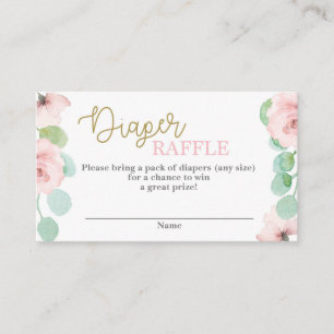 Carte D'accompagnement Tirage au sort de couches pour Baby Shower à fleur