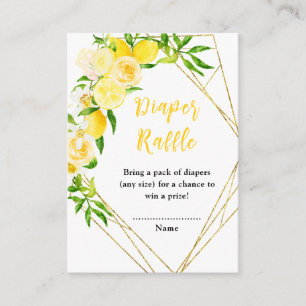Carte D'accompagnement Tirage au sort de couches pour baby shower Citrons