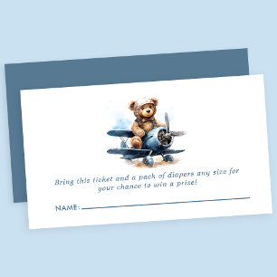 Carte D'accompagnement Tirage au sort de couches pour Baby Shower Teddy B