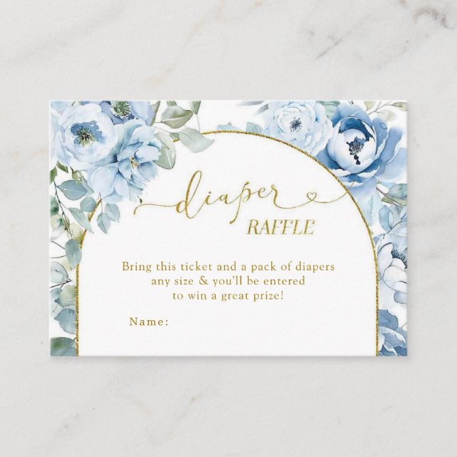 Carte D'accompagnement Tirage de couche bébé Fleurs Bleu Poussiéreux Baby (Devant)