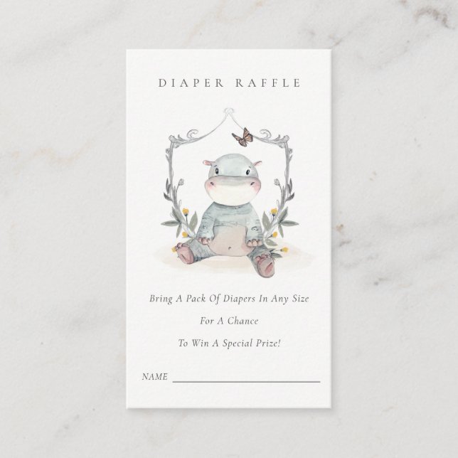 Carte D'accompagnement Tirage de couche bébé hippopotame mignon feuillage (Devant)