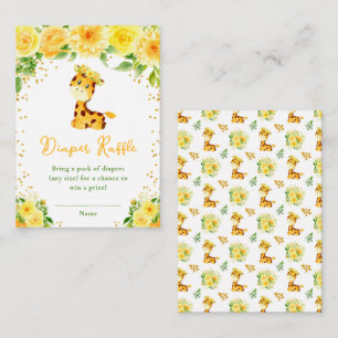 Carte D'accompagnement Tirage de couche bébé Shower Fleur Jaune Girafe
