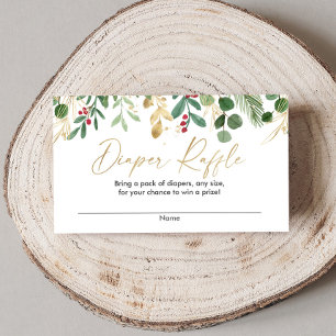 Carte D'accompagnement Tirage de couche de Noël feuillage verdure or roug