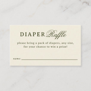Carte D'accompagnement Tirage de Couches Bébé Shower Crème