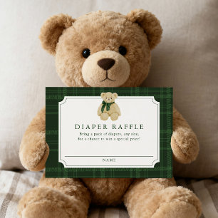 Carte D'accompagnement Tirage de couches Ours en peluche à carreaux vert