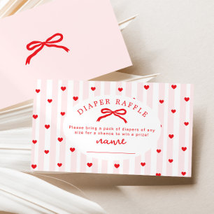 Carte D'accompagnement Tirage de couches Valentine Nœud cœur Baby Shower