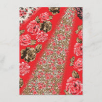 Tissu rouge éclatant avec floral complexe et