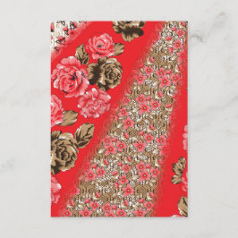 Carte D'accompagnement Tissu rouge éclatant avec floral complexe et
