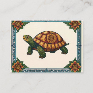 Carte D'accompagnement Titre : Art Illustré de Tortue Ornementale de Styl