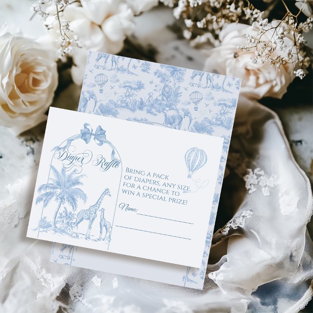 Carte D'accompagnement TOILE Bleu Safari animal bébé garçon douche (Créateur téléchargé)