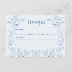Carte D'accompagnement Toile De Jouy Blue Floral Fête des mariées Recette