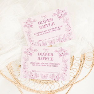 Carte D'accompagnement Toile De Jouy Blush Pink Floral Diaper Raffle