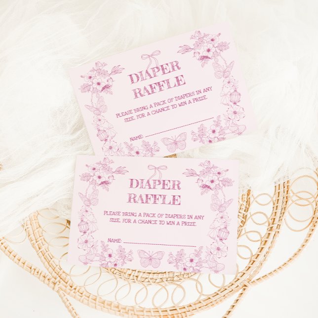 Carte D'accompagnement Toile De Jouy Blush Pink Floral Diaper Raffle (Créateur téléchargé)