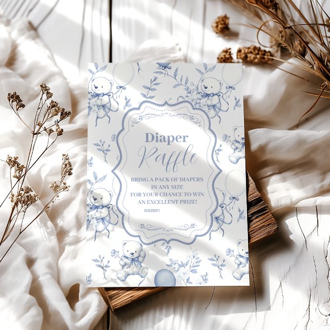Carte D'accompagnement Toile De Jouy Oear Baby shower Diapper Raffe (Créateur téléchargé)