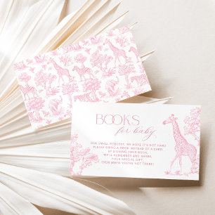 Carte D'accompagnement Toile de jouy Safari Livres pour bébé billet Pink