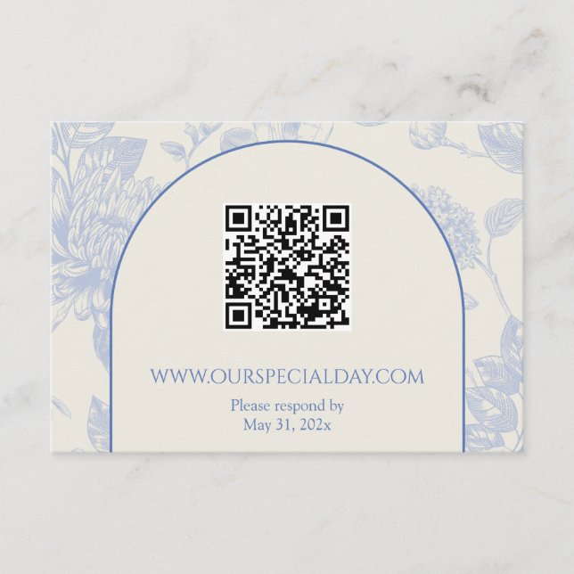 Carte D'accompagnement Toile Florale Bleu Français Riche Floral (Devant)