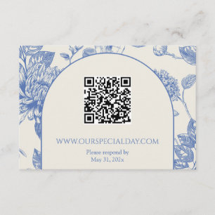 Carte D'accompagnement Toile Florale Bleu Français Riche Floral