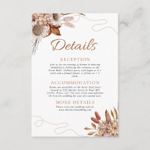 Carte D'accompagnement Tomber amoureux Détails du Mariage Boho Flowers