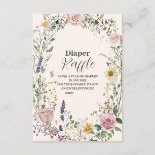 Carte D'accompagnement Tombola de Couches Bohème Chic Fleur Sauvage