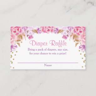 Carte D'accompagnement Tombola pourpre de couche-culotte de baby shower