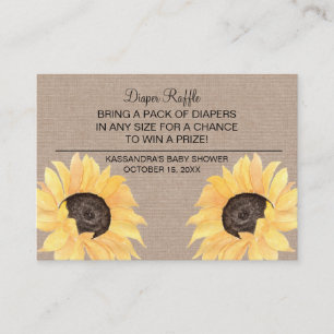 Carte D'accompagnement Tombola rustique de couche-culotte de baby shower
