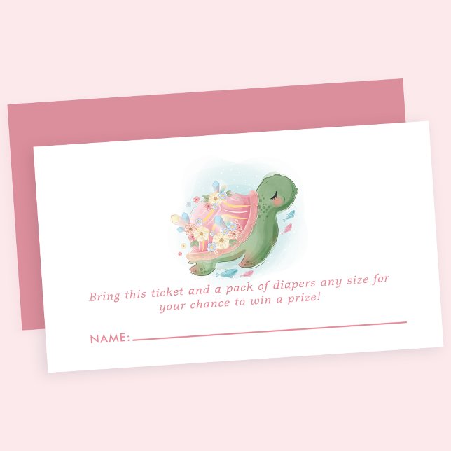 Carte D'accompagnement Tortue de mer Florale Baby shower rose (Créateur téléchargé)