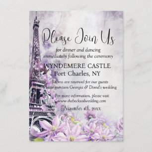 Carte D'accompagnement Tour Eiffel Lavender Romance QR Code Mariage