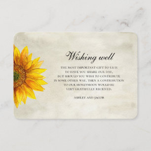 Carte D'accompagnement Tournesol. Souhaitant puits de mariage de fleurs r