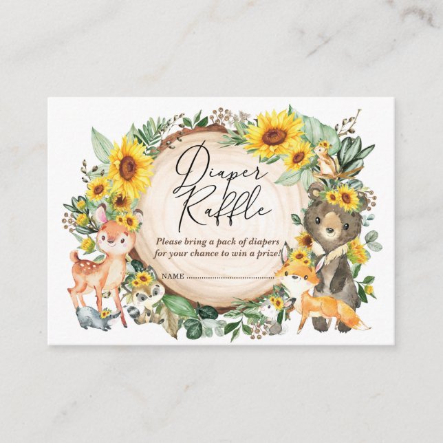 Carte D'accompagnement Tournesol Vert Bois Animaux Plongeurs Raffin (Devant)