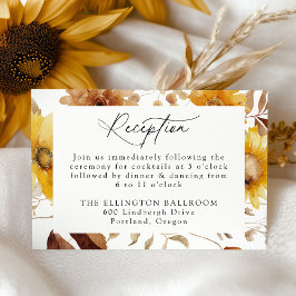 Carte D'accompagnement Tournesols d'automne rustiques et réception Fleur 