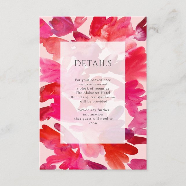 Carte D'accompagnement Toutes les amours Aquarelle rose rouge Détails du  (Devant)