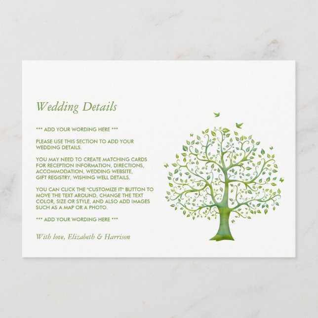 Carte D'accompagnement Tree of Life, Elegant Wedding Détail (Devant)