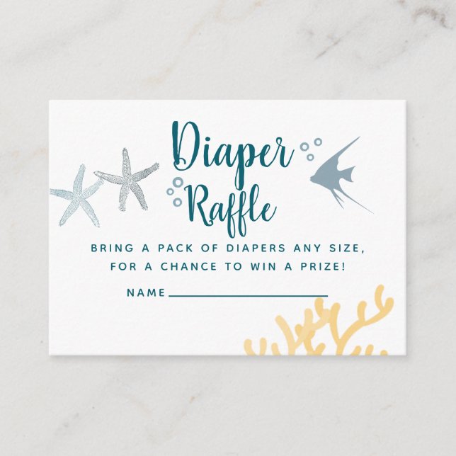 Carte D'accompagnement Trendy Under the Sea Baby shower Déchets Raffle (Devant)