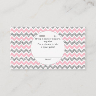 Carte D'accompagnement Tribal Diaper Raffle Billets rose pow pow en argen