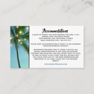 Carte D'accompagnement Tropical Beach Lights Ombre Mariage Hébergements